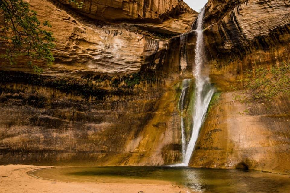 Lower Calf Creek Falls at the end of the hiking trail in Utah.