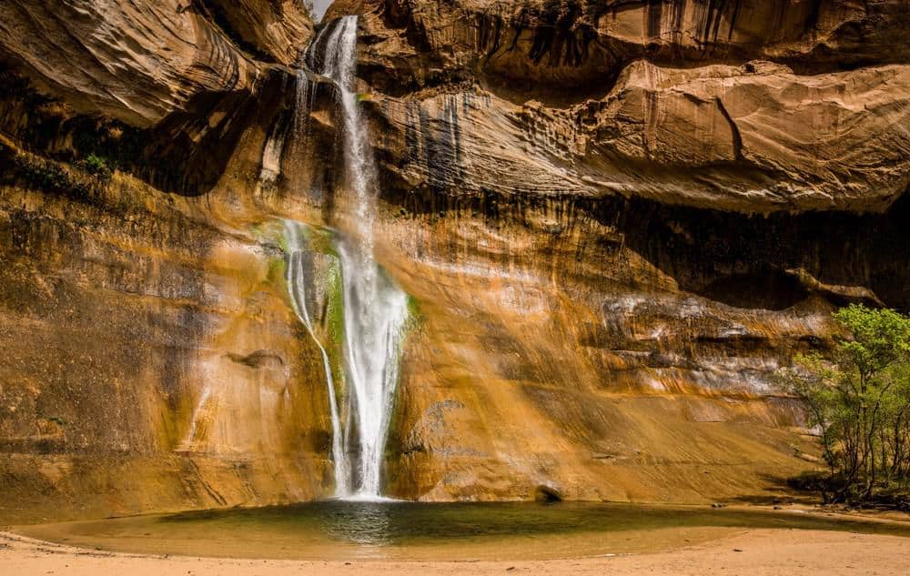 Lower Calf Creek Falls at the end of the hiking trail in Utah