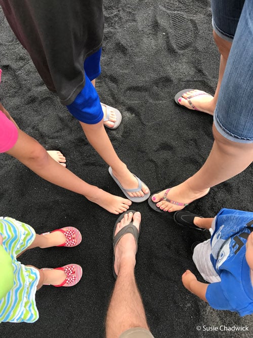 black sand beach - Big Island of Hawaii with kids.