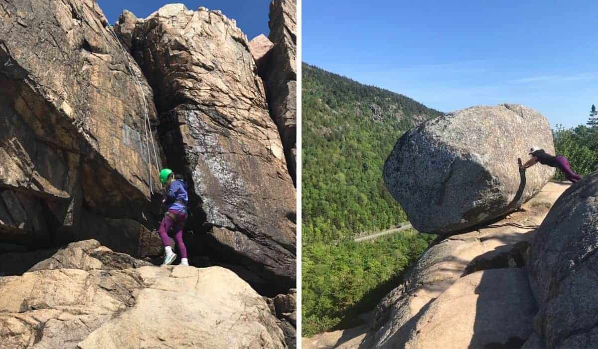 Climbing Bubble Rock Trail at Acadia National Park.