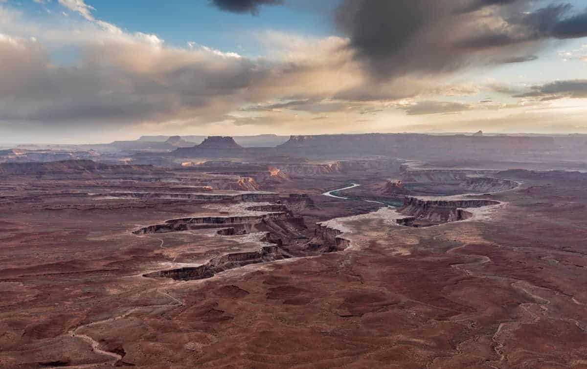 View of Green River Overlook at sunset, Canyonlands.