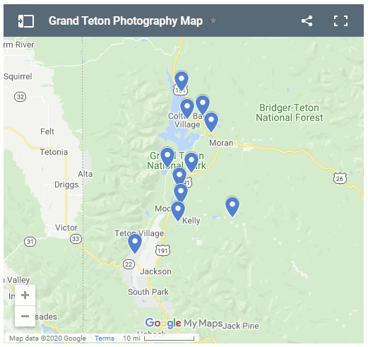 Grand Teton photography map