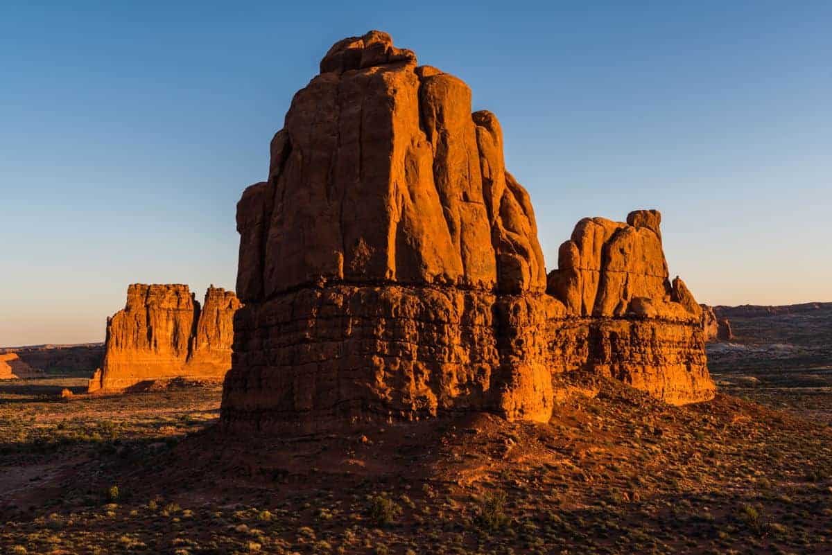 Golden hour light at Arches National Park.