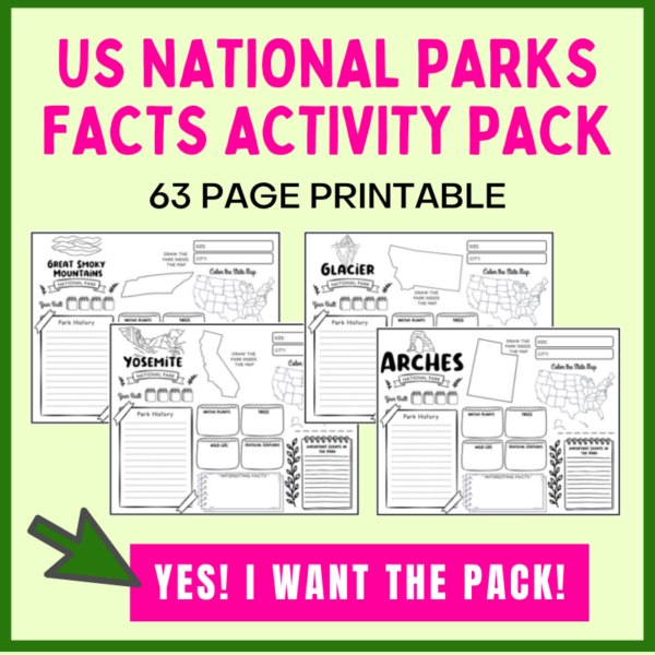 US National Parks Facts Activity Pack