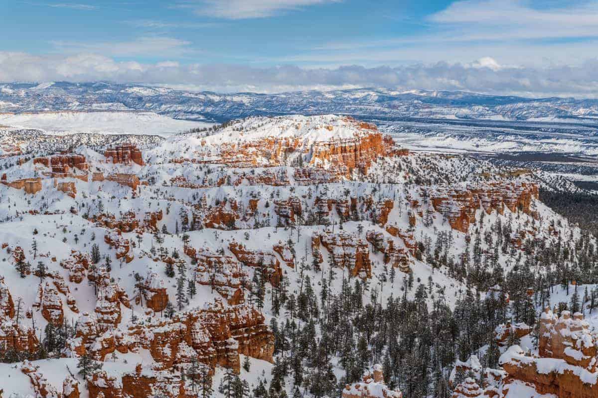 Bryce Canyon in the winter with snow