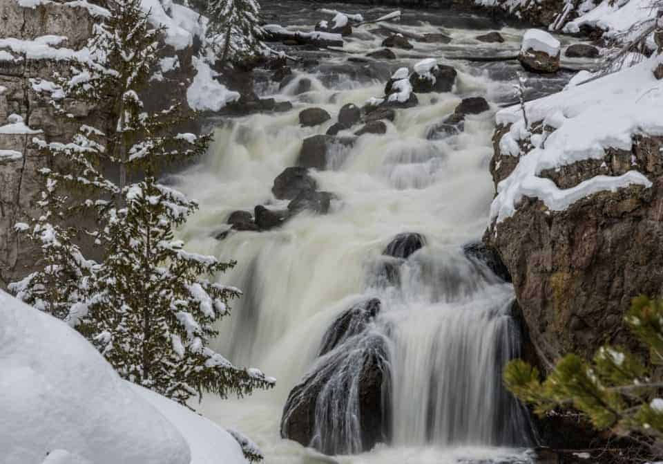 Firehole Falls in the winter