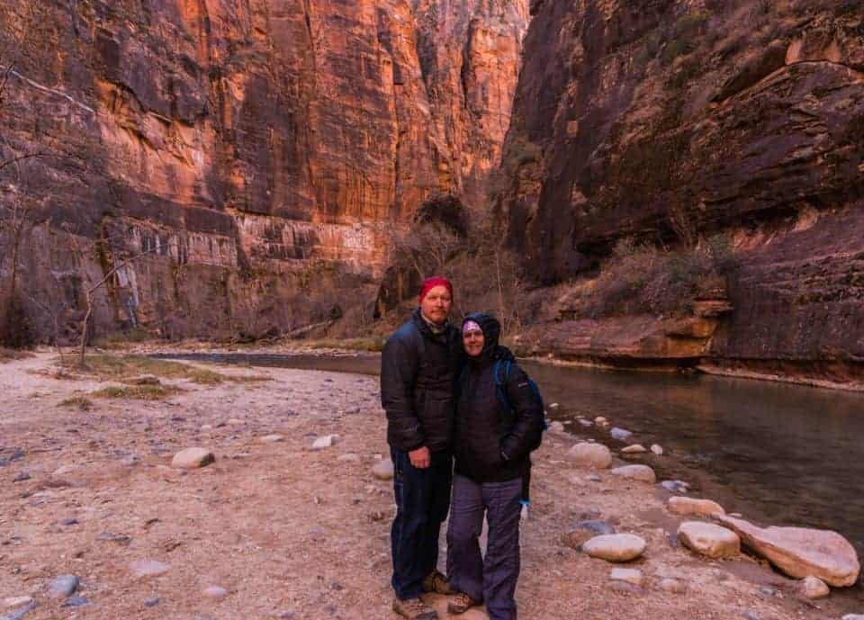 Hiking in Zion in the winter