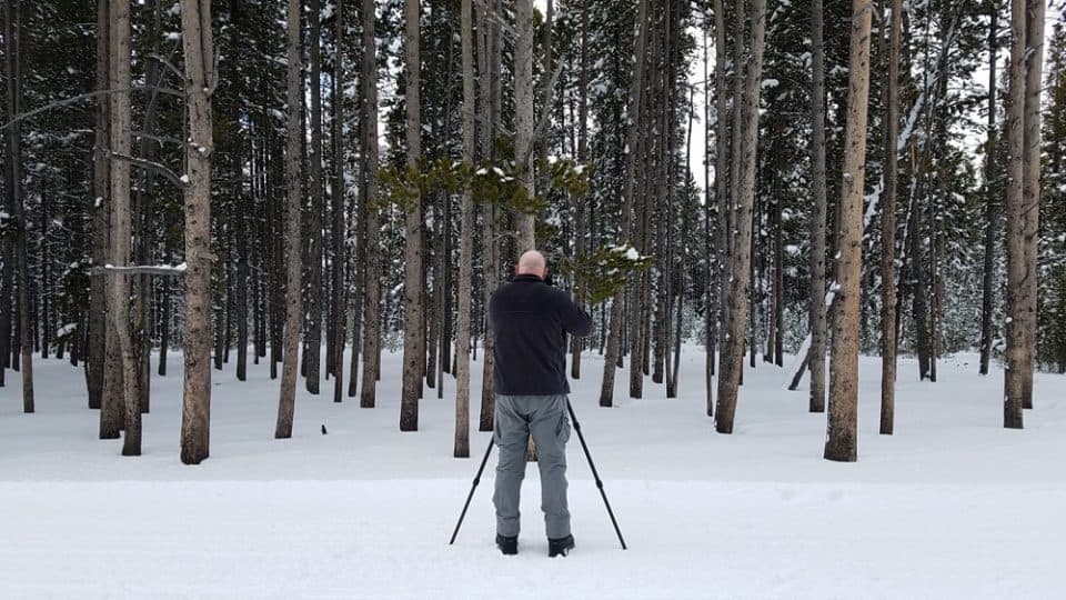 Photographer at Yellowstone in the winter