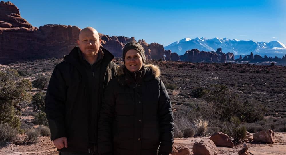 Wear layers at Arches National Park in the winter.