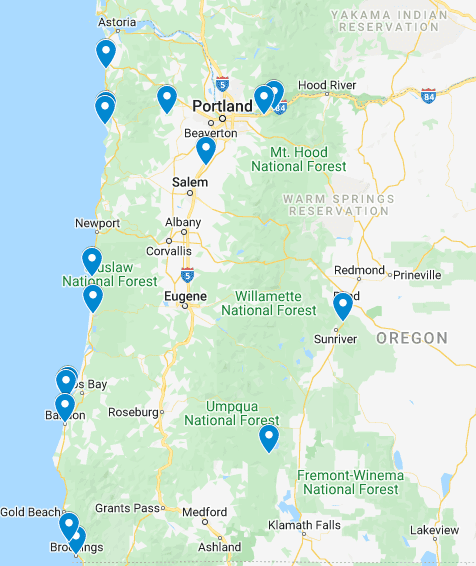 map of Oregon photo spots