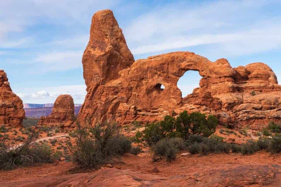 Turret Arch Utah National Park in the spring