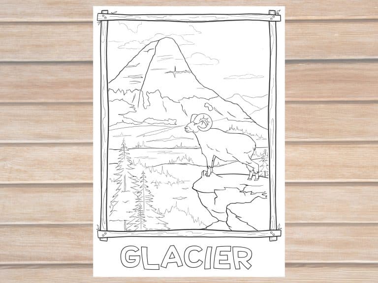 Glacier National Park Coloring Page Printable