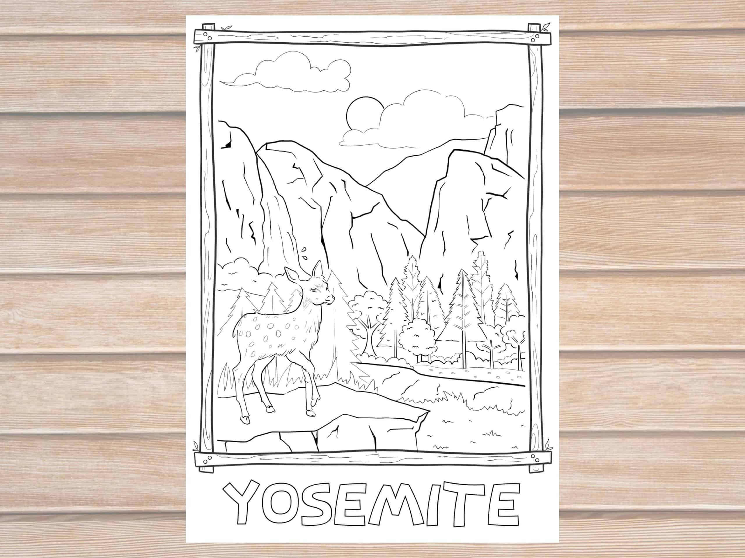 Yosemite National Park Coloring Page Printable