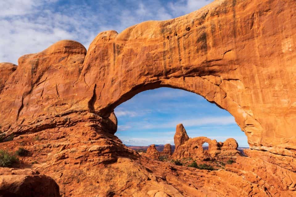 visiting Arches National Park in Arpil, turret arch