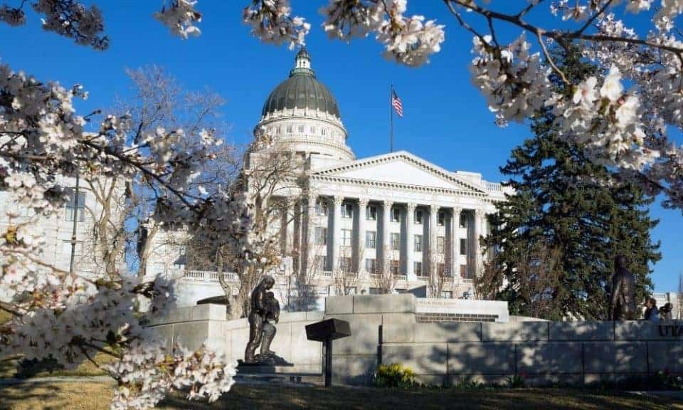 Utah state capitol in the spring
