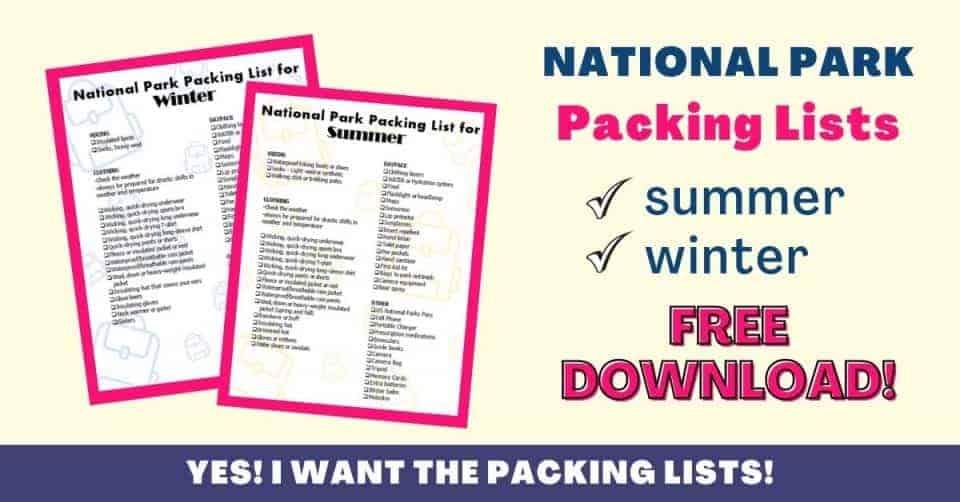national park packing lists