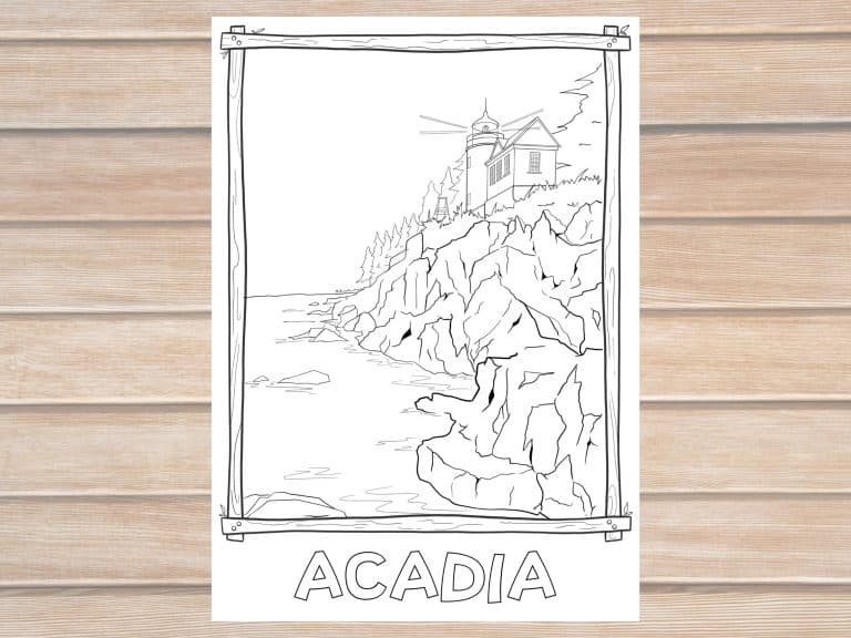 Acadia National Park Coloring Page Printable