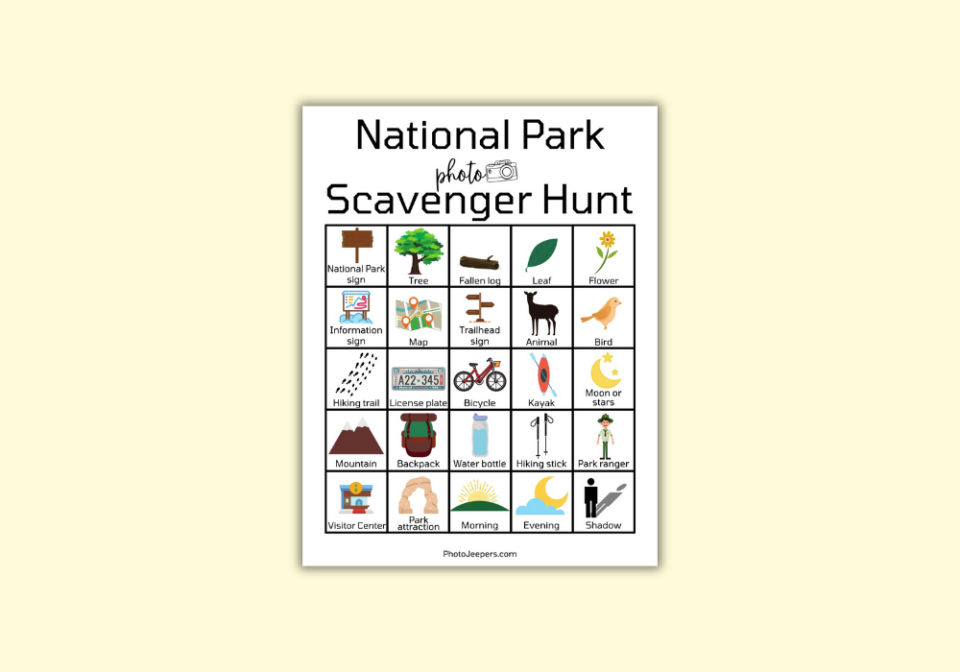 National Park photo scavenger hunt
