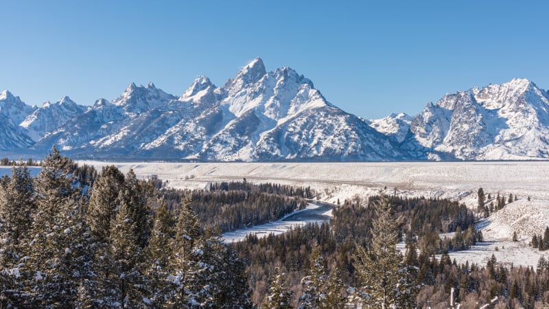 Snake River overlook in the winter at Grand Teton