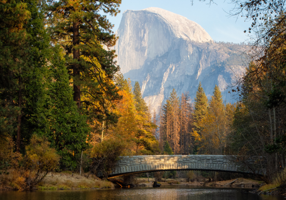 view of Half Dome in the fall