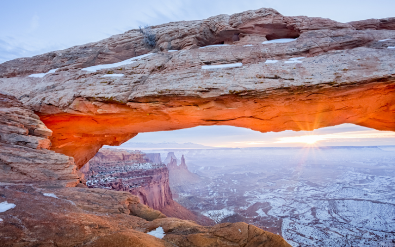 Mesa Arch with snow