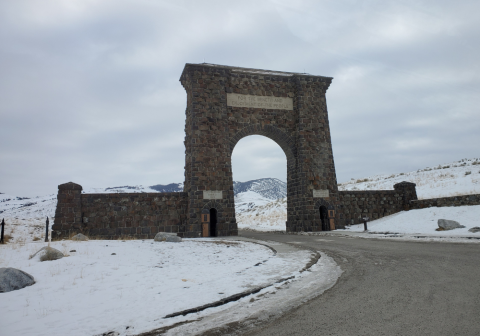 Roosevelt Arch at Yellowstone in the Winter
