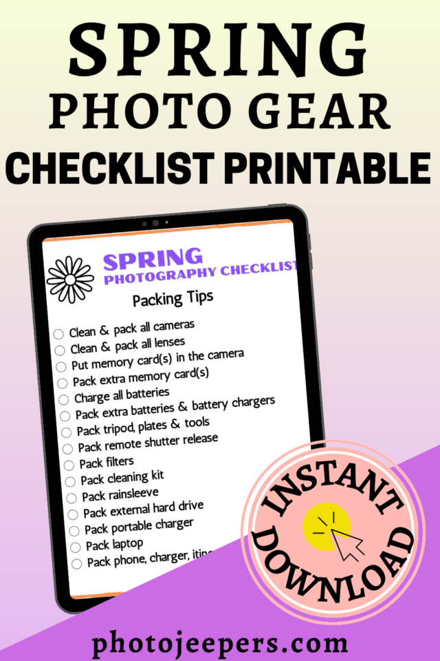 Spring Photo Gear Checklist Printable