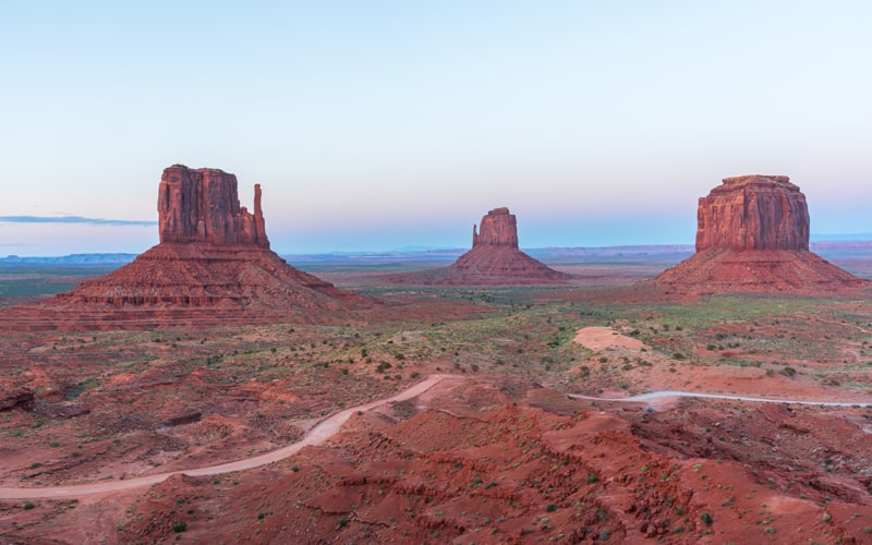 blue hour sunset at Monument Valley