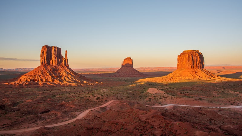 golden hour sunset at Monument Valley