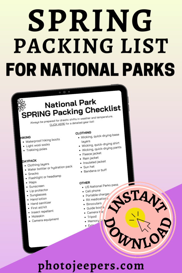 spring packing list for national parks