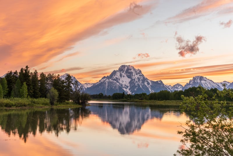 sunset at Oxbow Bend Grand Tetons
