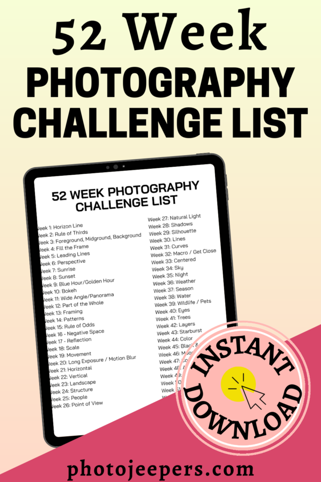 52 week photography challenge list