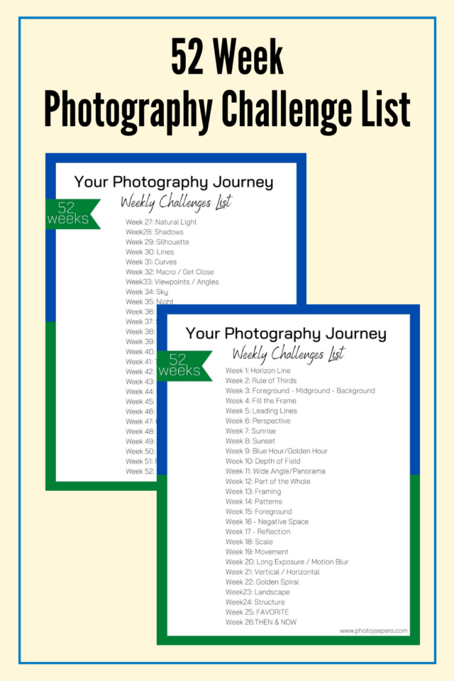 52 week photography challenges list