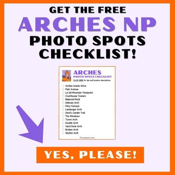 Arches National Park photo spots checklist optin