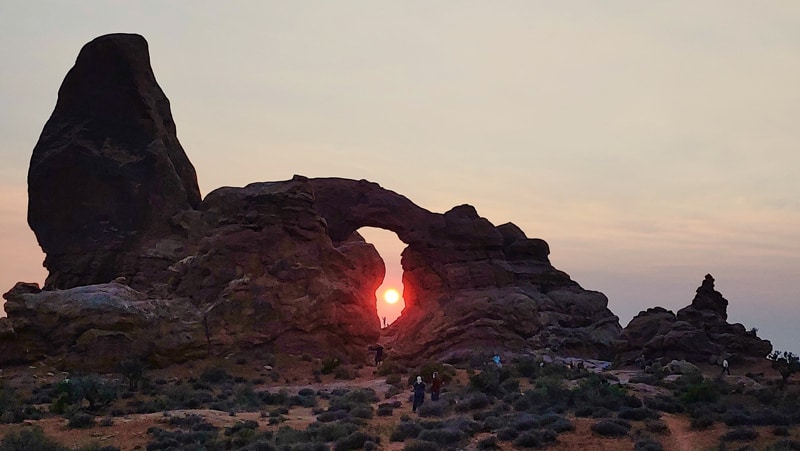 sunset through Turret Arch
