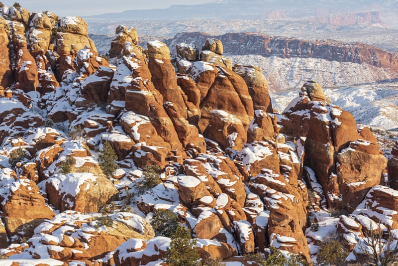 Fiery Furnace at sunset with snow