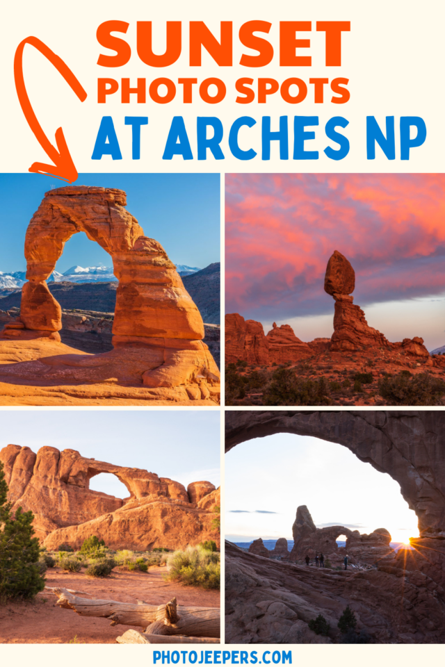 Sunset photo spots at Arches National Park