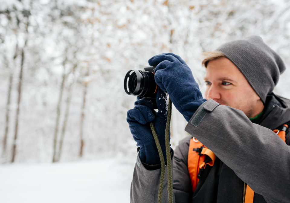 male photographer in the winter