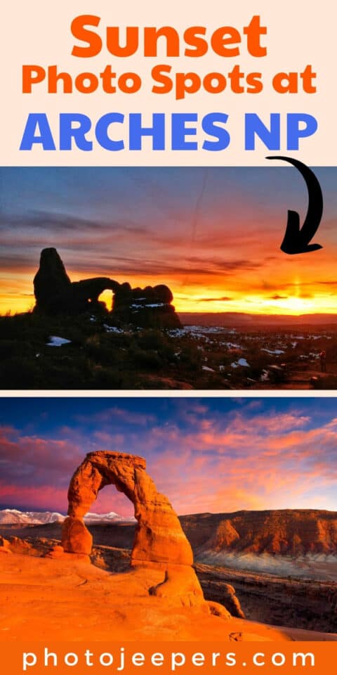 sunset photo spots at Arches National Park