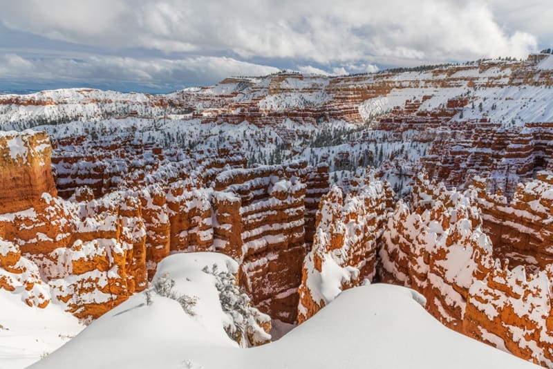 Bryce Canyon in the winter hoodoos with snow