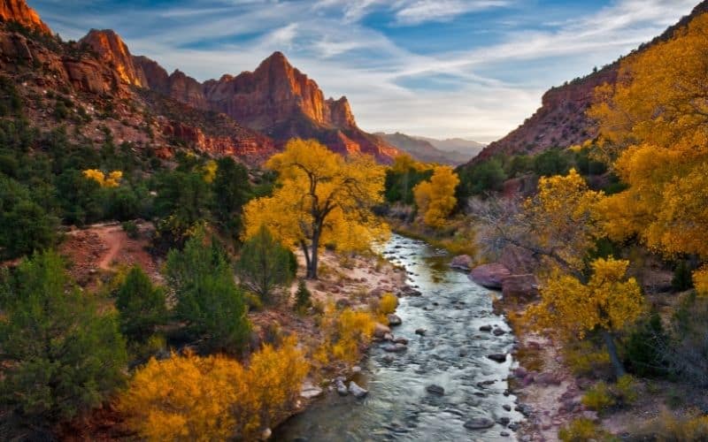 The Watchman and the Virgin River Photo Spot at Zion