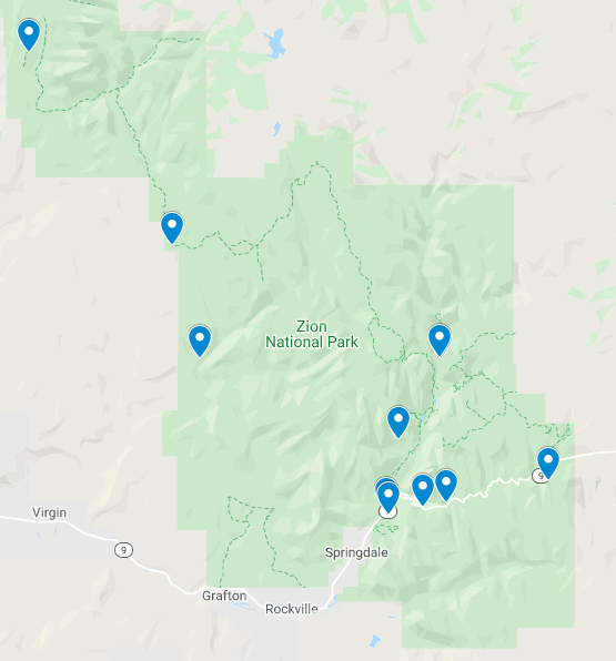 Zion Photo Spots Map