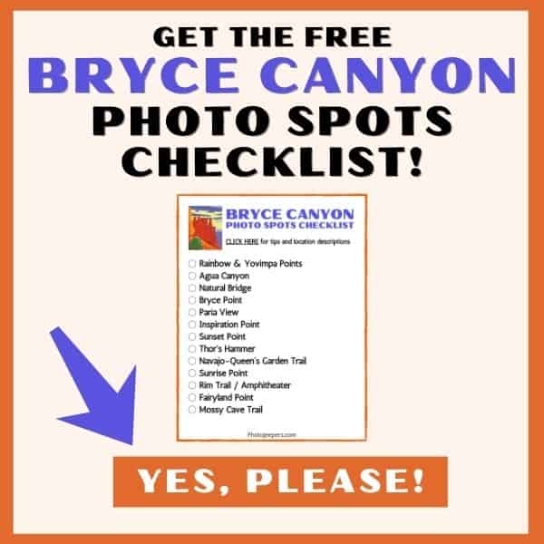 Bryce Canyon photo spots checklist