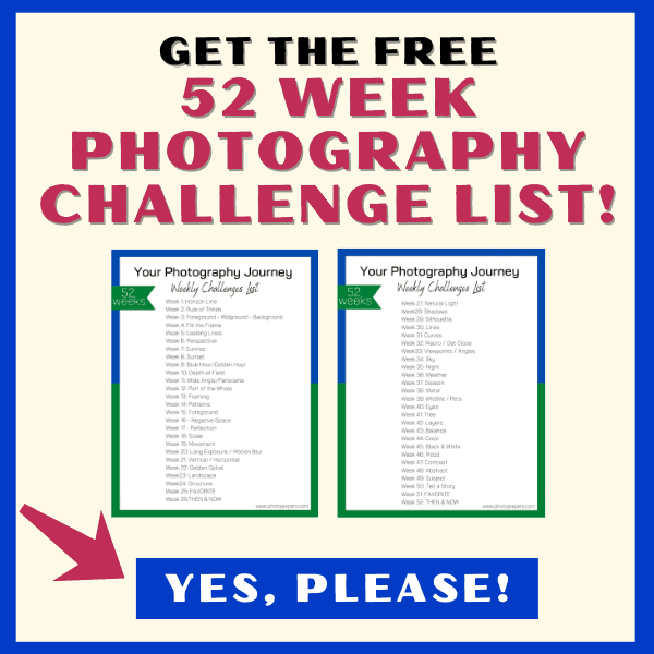 optin box to get a free 52 week photography challenge list
