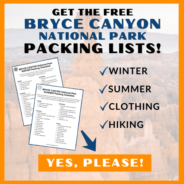get free Bryce Canyon National Park packing lists