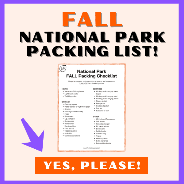 Fall National Park packing list Optin box