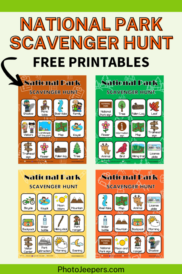 National Park Scavenger Hunt free printables