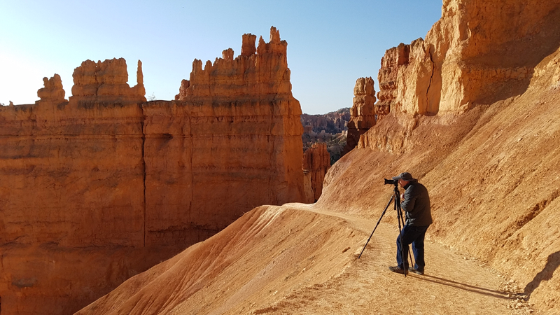 Taking pictures at Bryce Canyon in the fall