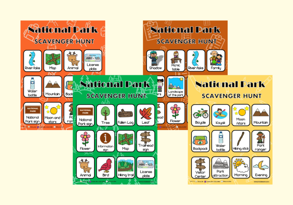 scavenger hunt cards for National Parks