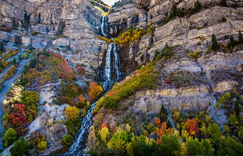 Bridal Veil Falls in Provo Canyon in the fall